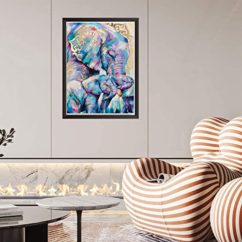 SNMUW Elephant Diamond Painting Kits, 5D Diamond Painting Kits for Adults, Colourful Rhinestone Diamond Arts Kits for Beginners, Perfect Home Wall Decor Gifts (12x16 inch)