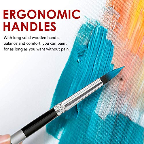 Watercolor Detail Paint Brushes Set 10pcs by DUGATO, Round Pointed Tip Paint Brushes Perfect for Water Color Acrylics Ink Gouache Oil Tempera Paint by Numbers Miniature & Fine Detailing