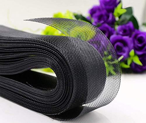 Abbaoww Stiff Horsehair Braid 3 Inch Wide 25 Yards for Polyester Boning Sewing Wedding Dress Dance Gowns Dress Accessories, Black