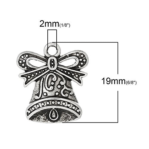 Worlds 50PC Antique Silver Christmas Jingle Bell Alloy Charm Pendants for DIY Bracelet Necklace Jewelry Craft Making