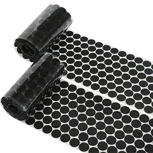 Self Adhesive Dots, Strong Adhesive 450 Pcs (225 Pairs) 0.59 inch Diameter Sticky Back Coins Nylon Coins, Hook Loop Dots with Waterproof Sticky Glue Coins Tapes, Suitable for Classroom, Office, Home