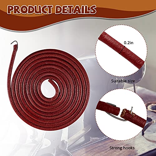 4 Pieces Treadle Sewing Machine Belt 72 x 3/16 Inch Sewing Machine Leather Belt with Hook Cow Leather Belt Replacement Sewing Machine Accessories Parts for Universal Pedal Sewing Machines