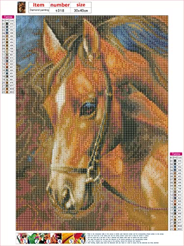 MXJSUA Diamond Painting Kits for Adults, Round Full Drill Diamond Painting Kits 5D DIY Diamond Painting by Number Kits Diamond Art Kits for Home Wall Decor Brown Horse 12x16 Inch