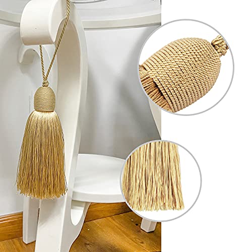 Fenghuangwu 2pcs Tassel Charms Polyester Key Tassels with Loop,DIY Handmade Craft Accessories of Home and Furniture  Decoration (Gold)