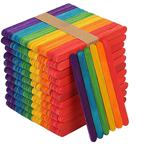 KEILEOHO 2000 PCS Colored Popsicle Sticks, Natural Lollipop Sticks Jumbo Wooden Lolly Sticks for Craft Homemade DIY Model Making Design Kids Education Adults Toys