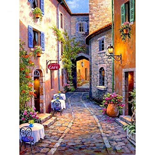 LVIITIS DIY 5D Diamond Painting Kits for Adults Full Drill, Paintings Pictures Arts Craft for Home Wall Decor，5D Painting Dots Kits (Streets)