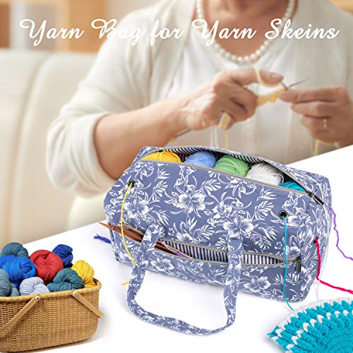 Luxja Knitting Bag, Yarn Bag for Yarn Skeins, Crochet Hooks, Knitting Needles (up to 14 Inches) and Other Accessories, Flower