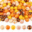 300 Pieces Fall Wood Beads Orange Buffalo Plaid Wood Beads Round Stripe Handmade Wooden Beads Yellow Orange Natural Farmhouse Wood Beads for Fall Thanksgiving DIY Craft Wall Garland Halloween Decor