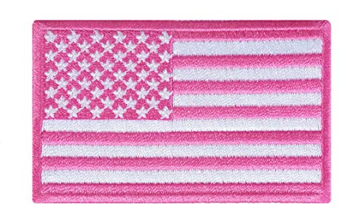 Graphic Dust Pink USA America United States Flag Valentine Iron On Embroidered Patch Cute Peace Love Red Pink Heart Sweet US American Equal Justice Human Uniform Costume Freedom Law Emblem