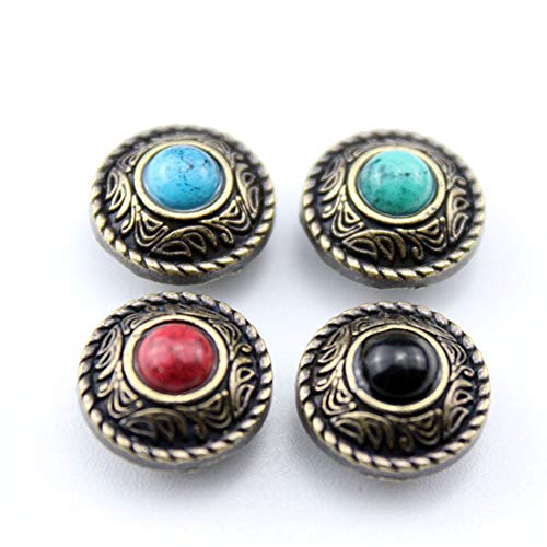 Mingchen 40 Pieces Retro Imitation Turquoise Big Eye Carving Decorative Concho Buttons Metal Castings Conchos Screw Back Rivet Luggage DIY Leather Goods Accessories