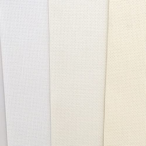 KCS 3 pc of 12" x 18" 18CT Counted Cotton Aida Cloth Cross Stitch Fabric (White+Antique White+Cream)