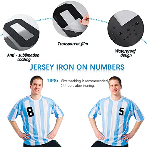 22 Pieces Iron on Numbers T Shirt Heat Transfer Numbers 0 to 9 Jersey Numbers Soft Iron on Numbers for Team Uniform Sports T Shirt Football Basketball Baseball (Black,3 Inch)
