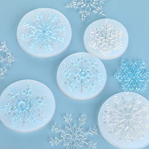 10 Pieces Snowflake Resin Molds with 50 m Nylon Rope, DIY Resin Casting Mould for Christmas Decorations and Crafts Necklace Earrings Pendants