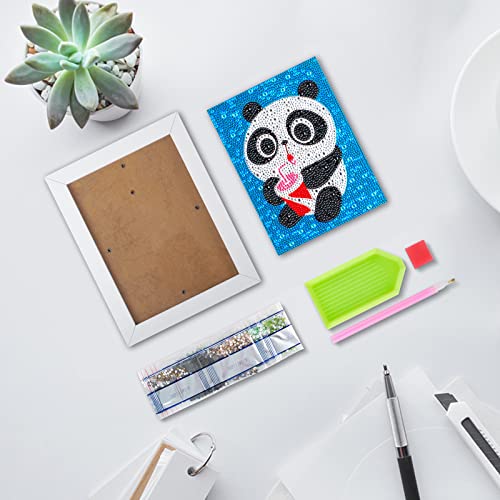 Easy 5D Panda Diamond Painting Kit for Kids Beginners Diamond Art Kits for Boys&Girls Painting Accessories Tools Gem Art Painting kit Diamond Art for Kids Ages 6-8-12+