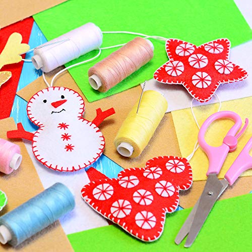 Caydo 12 Pieces A4 Christmas Felt Fabric Sheets, 5 Colors Felt Sheets Craft for DIY Christmas Decorations