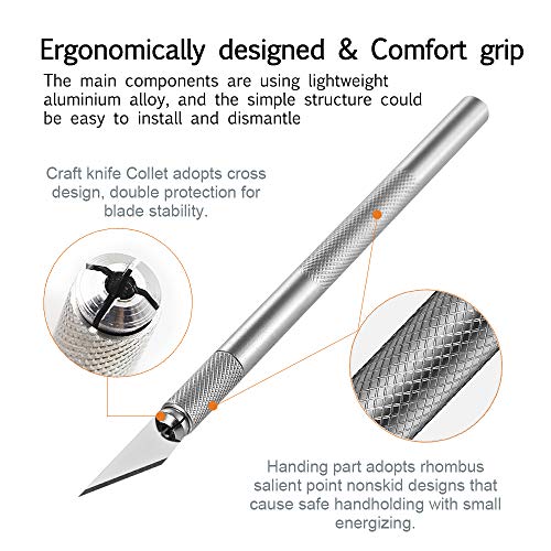 Craft Knife, Premium Craft Hobby Utility Knife Set, Craft knife blades, Craft Knife Hobby Knife, 1 Pieces Craft Knife Hobby Knife with 10 Pieces Stainless Steel Blades Kit, Craft Knife for Art