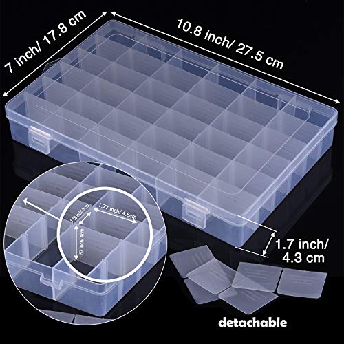 Embroidery Floss Cross Organizer Box Tools - Bobbin Winder, 1 Removable 36 Compartments with 120 Hard Plastic Floss Bobbins and Floss Number Stickers for Craft DIY Embroidery Sewing Storage(127pcs)