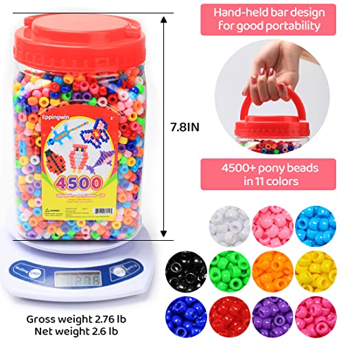 2.5 lb Wholesale Large Pony Beads (6x9 mm) Bucket, Easy Storage Pony Beads Bulk, Over 4500 Pony Beads for Jewelry Making, Beads for Crafts