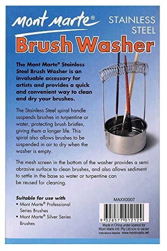 Mont Marte Brush Washer. Stainless Steel Paint Brush Cleaner and Dryer. Suitable for Acrylic and Oil Painting.