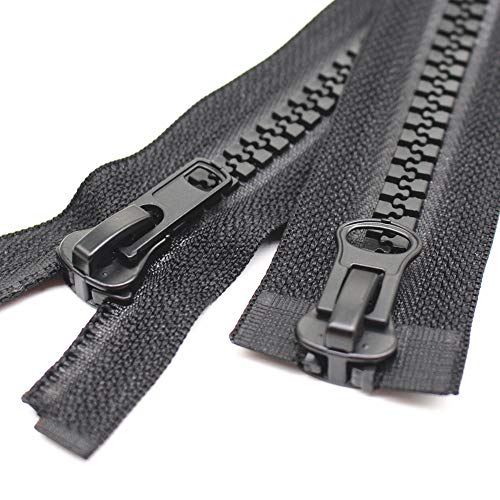 MebuZip #10 27 Inch Two Way Separating Jacket Zipper Heavy Duty Plastic Zipper Black Large Resin Zippers for Sewing Coat Jackets Clothes Parka (27" 68cm)
