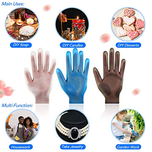 3 Pairs Reusable Safe Silicone Gloves for Resin Casting Projects Waterproof Silicone Gloves Finger Protectors for DIY Crafts Mitten Crystal Epoxy Casting Gloves (White, Black, Blue)