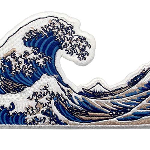 Great Wave Off Kanagawa Patch Embroidered Biker Applique Iron On Sew On Emblem