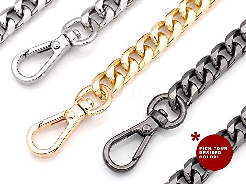 CRAFTMEMORE Purse Chain Strap, Crossbody Aluminium Chain Handle, Shoulder Handbag Replacement Clutch Mini Pochette Accessories (55 Inches - AL55VK7, Gold)
