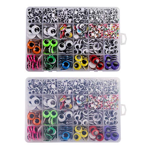 Cedilis 3360pcs Assorted Googly Wiggle Eyes with Self-Adhesive, Muti Colors and Various Sizes Craft Sticker Eyes for DIY Arts Scrapbooking Decoration