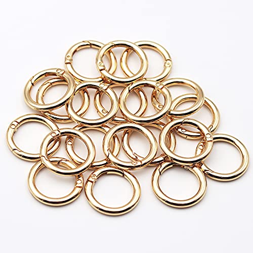 JWBIZ 20pcs Trigger Spring O Rings Round Carabiner Clip Snap for Keyrings Buckle, Bags,Purses (Gold, 3/4 inch)