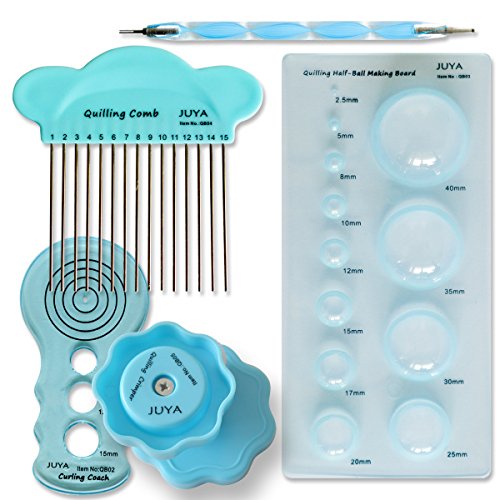 JUYA Paper Quilling Kit with Blue Tools 960 Strips Board Mould Crimper Coach Comb (Paper Width 5mm)