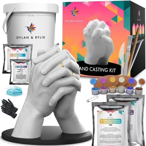 Dylan & Rylie Hand Casting Kit Couples - Plaster Hand Mold Casting Kit, DIY Kits for Adults and Kids, Wedding Gifts for Couple, Hand Mold Kit Couples Gifts for Her, Birthday Gifts for Mom