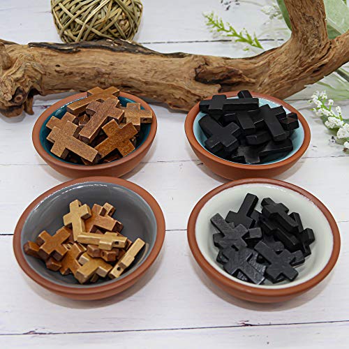 Fun-Weevz 40 PCS Assorted Wood Cross Pendants for Jewelry Making Adults, Wooden Crosses for Crafts, 2 sizes Pocket Crosses in Bulk, Cross Charms for Religious Sunday School DIY Craft