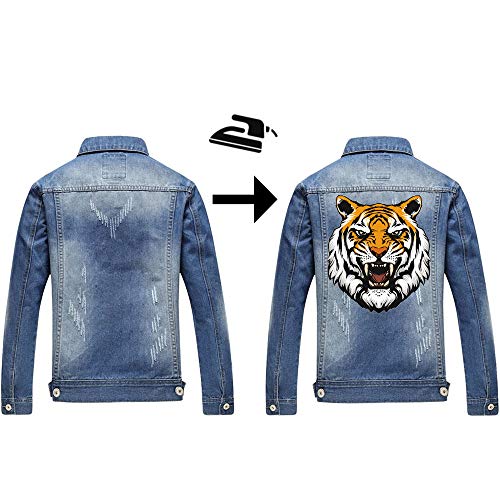 Tiger Iron On Appliques Gold Patches Tiger Decals for T-Shirt Heat Transfer Vinyl Sticker Waterproof&Washable Decal for DIY T-Shirt Jacket Hoodie Dresses Jeans