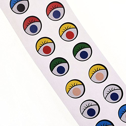 Lependor Assorted Colors Eye Stickers Labels -2000 Pcs Per Roll