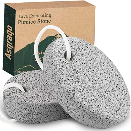 2PCS Natural Pumice Stone for Feet - Asqraqo Lava Pedicure Tools Hard Skin Callus Remover for Feet and Hands - Natural Foot File Exfoliation to Remove Dead Skin, and Callusess