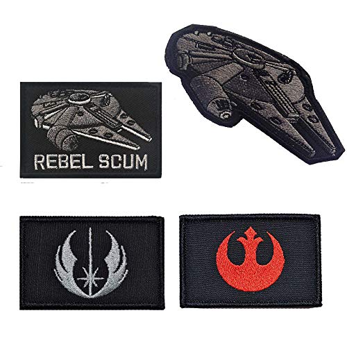 Star Embroidered War Patches Rebel Scum and Jedi Order Emblem Morale Military Hook and Loop Tactical Patches (Gray)