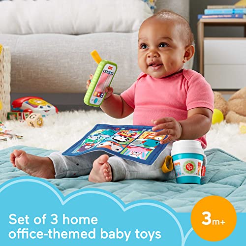 Fisher-Price Work From Home Gift Set, 3 take-along baby toys and teether for infants ages 3 months and up [Amazon Exclusive]