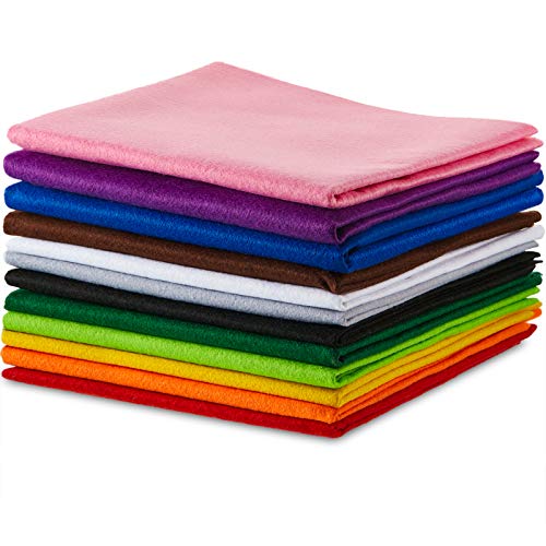 12 Color Large Felt Fabric Sheets, Assorted Color Acrylic Felt Pack DIY Craft Art Sewing Patchwork, 1.2 mm Thick (Fresh Colors,37 x 20 Inch/ 95 x 50 cm)