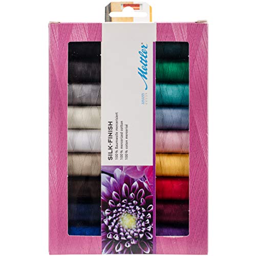 Mettler Silk Finish Cotton Thread Set | Assorted 18 Pcs, Colors May Vary, Piece