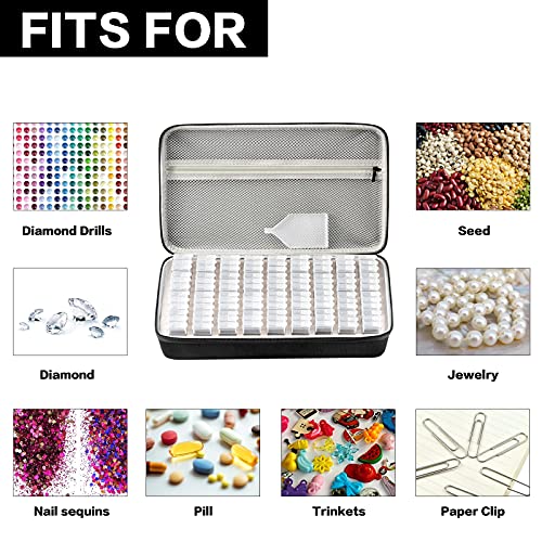 Diamond Painting Storage Containers, Bead Organizer Case with 108 Gird Tools Box, Sticker & Funnel Plate. Paint Art Accessories Holder for DIY 5D Embroidery Craft, Nail Diamonds and Jewelry (Box Only)