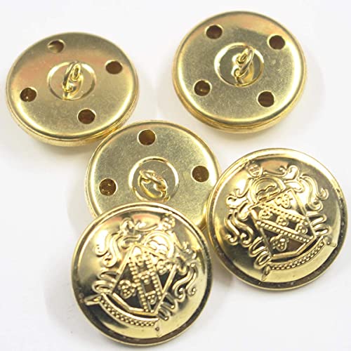 12 Piece Metal Blazer Button Set - for Blazer, Suits, Sport Coat, Uniform, Jacket 25mm (Gold)