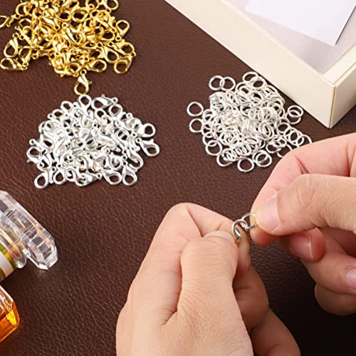 300 pcs Lobster Clasps and Open Jump Rings Set, Jewelry Clasps Lobster Claw Clasps for Jewelry Making Findings and Bracelets Jewelry Findings Kit (Gold, Silver)