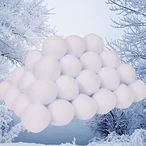THEUU 50 Pack Fake Snowballs 3 inch White Plush Artificial Soft Snowballs for Kids Adults Snow Fight Game Indoor Outdoor Winter Christmas Holiday Decorations (50)