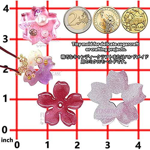 Funshowcase Cute Sakura Cherry Flower Silicone Mold Trays for Crafting, Resin Epoxy, Soap, Jewelry Making 4 in Set Bundle