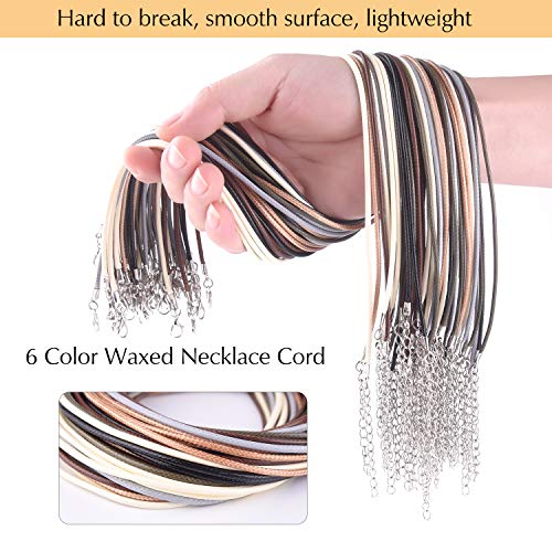 TUPARKA 60 Pcs Waxed Necklace Cord with Clasp 6 Assorted Colors 2mm Necklace Rope for DIY Bracelet Necklace Jewelry Making Accessories