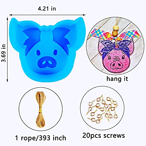 Rifanda Silicone Molds for Freshie, Freshies Molds Aroma Bead Soap Making Supplies Car Freshener Mold, Oven Safe Shiny Candle Molds Pig Head Silicone Soap Molds for Home Office Car
