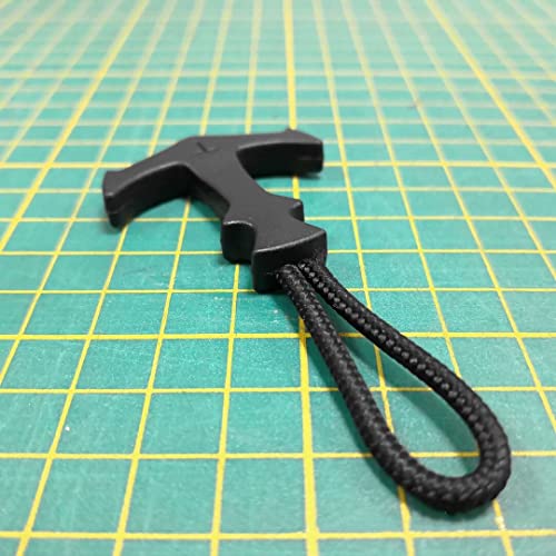 Heavy Duty Zipper Pulls ,Zipper Extender ,Replacement Paracord Zipper Pull ,T Shape Large Size Tab Tags Extension Cord Fixer for Luggage,Backpacks,Jackets,Purses,Handbags Black 5pcs
