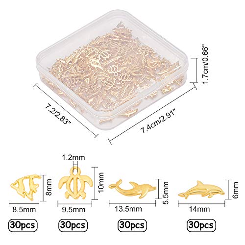 OLYCRAFT 120pcs Ocean Themed Resin Filler Alloy Epoxy Resin Supplies UV Resin Filling Accessories Gold for Resin Jewelry Making - 4 Shapes