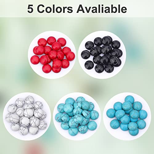 arricraft 100 Pcs Cracked Stone Cabochon, 12mm Flatback Gemstones Beads Mixed Colors Synthetic Turquoise Cabochons for Jewelry Making