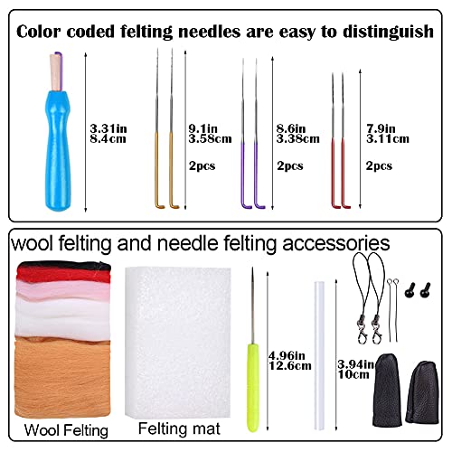 BAGERLA Needle Felting Kit, Complete Needle Felting Tools and Supplies, Needle Felting Beginner Kits, Animals Wool Felting Kits for DIY Felting Starters and Kids